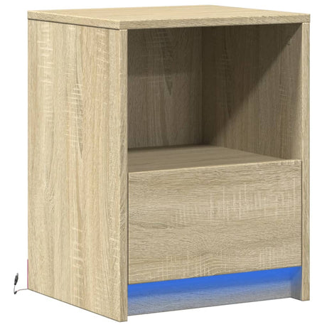 Vidaxl nachtkastje met led-verlichting bewerkt hout sonoma eikenkleur
