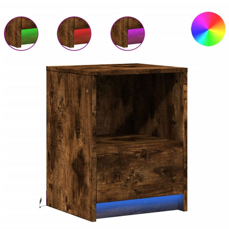 Vidaxl nachtkastjes met led 2 st bewerkt hout gerookt eikenkleurig