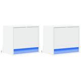 Vidaxl nachtkastjes met led's 2 st wandgemonteerd wit