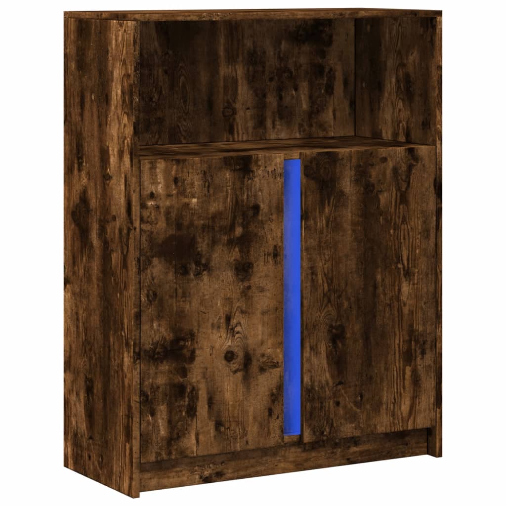 Vidaxl dressoir met led 77x34x100 cm bewerkt hout gerookt eikenkleurig