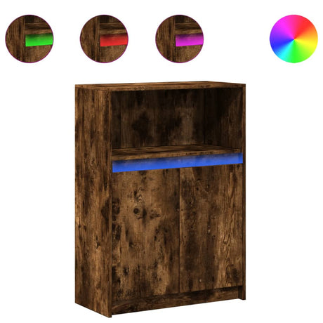 Vidaxl dressoir met led 72x34x100 cm bewerkt hout gerookt eikenkleurig