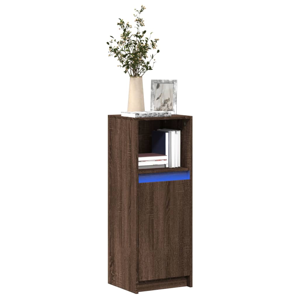 Vidaxl dressoir met led 38x34x100 cm bewerkt hout bruin eikenkleur