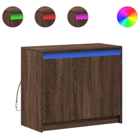 Vidaxl dressoir met led 72x34x61 cm bewerkt hout bruin eikenkleur
