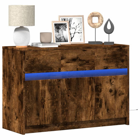 Vidaxl tv-meubel met led 91x34x61 cm bewerkt hout gerookt eikenkleur