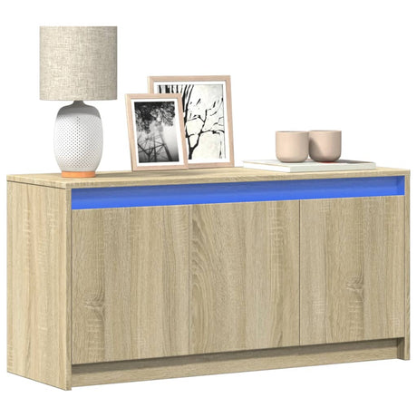 Vidaxl tv-meubel met led 100x34x50 cm bewerkt hout sonoma eikenkleurig