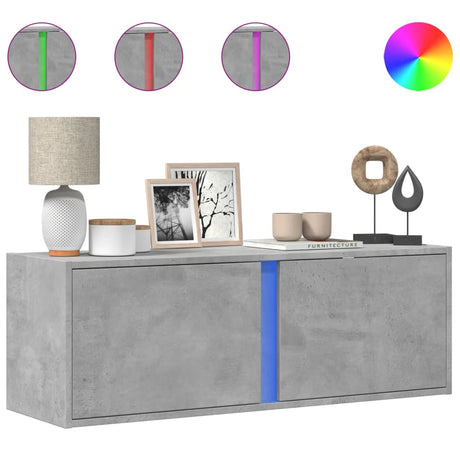 Vidaxl tv-wandmeubel met led-verlichting 100x31x35 cm betongrijs