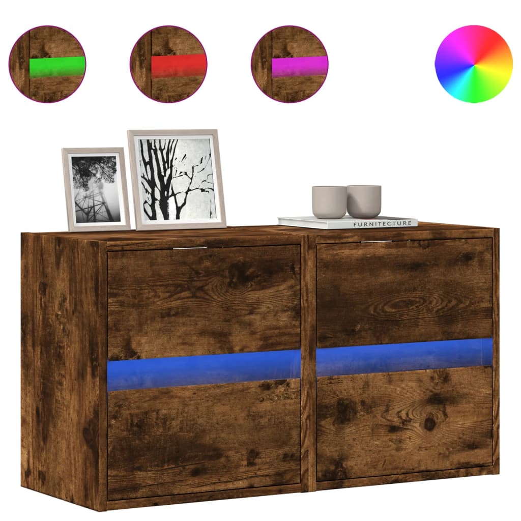 Vidaxl tv-wandmeubels met led 2 st 41x31x45 cm gerookt eikenkleurig