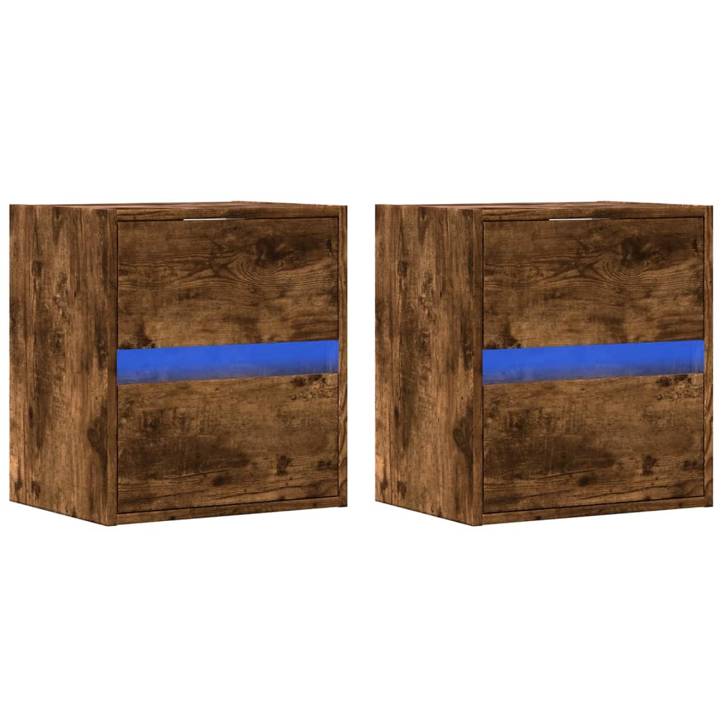 Vidaxl tv-wandmeubels met led 2 st 41x31x45 cm gerookt eikenkleurig