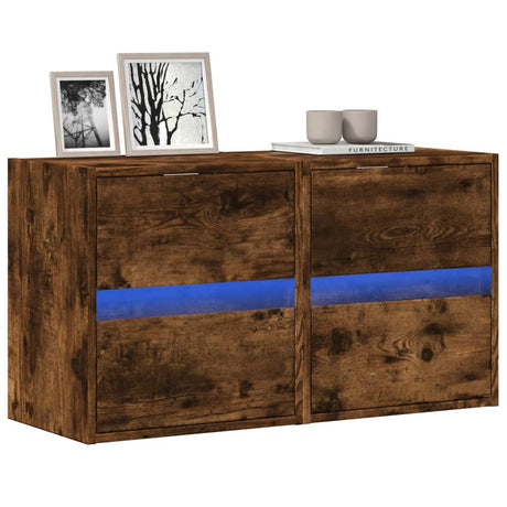 Vidaxl tv-wandmeubels met led 2 st 41x31x45 cm gerookt eikenkleurig