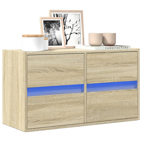 Vidaxl tv-wandmeubel met led-verlichting 80x31x45 cm sonoma eikenkleur