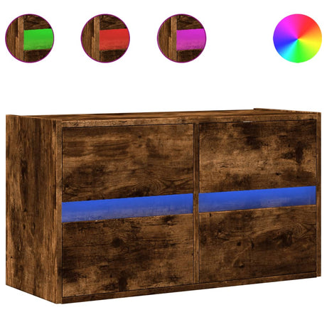 Vidaxl tv-wandmeubel met led-verlichting 80x31x45 cm gerookt eiken