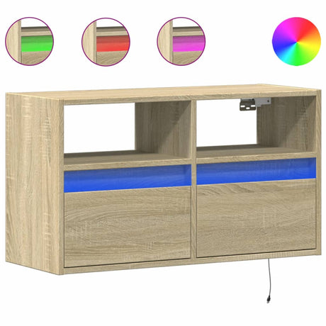 Vidaxl tv-wandmeubel met led-verlichting 80x31x45 cm sonoma eikenkleur