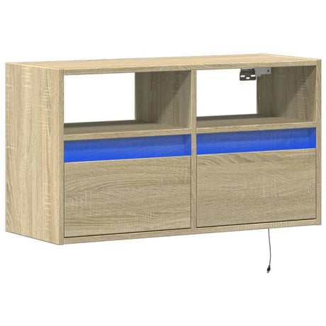 Vidaxl tv-wandmeubel met led-verlichting 80x31x45 cm sonoma eikenkleur