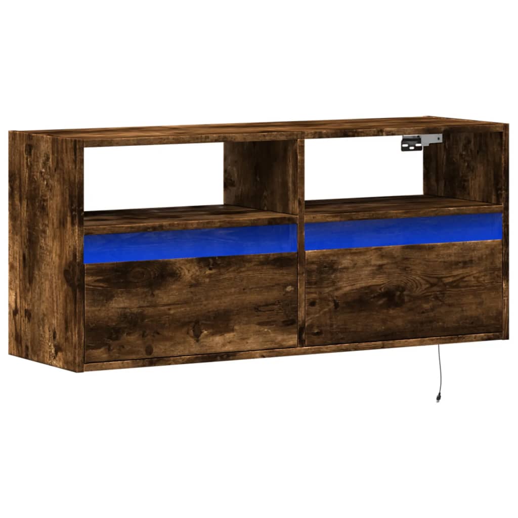 Vidaxl tv-wandmeubel met led-verlichting 100x31x45 cm gerookt eiken
