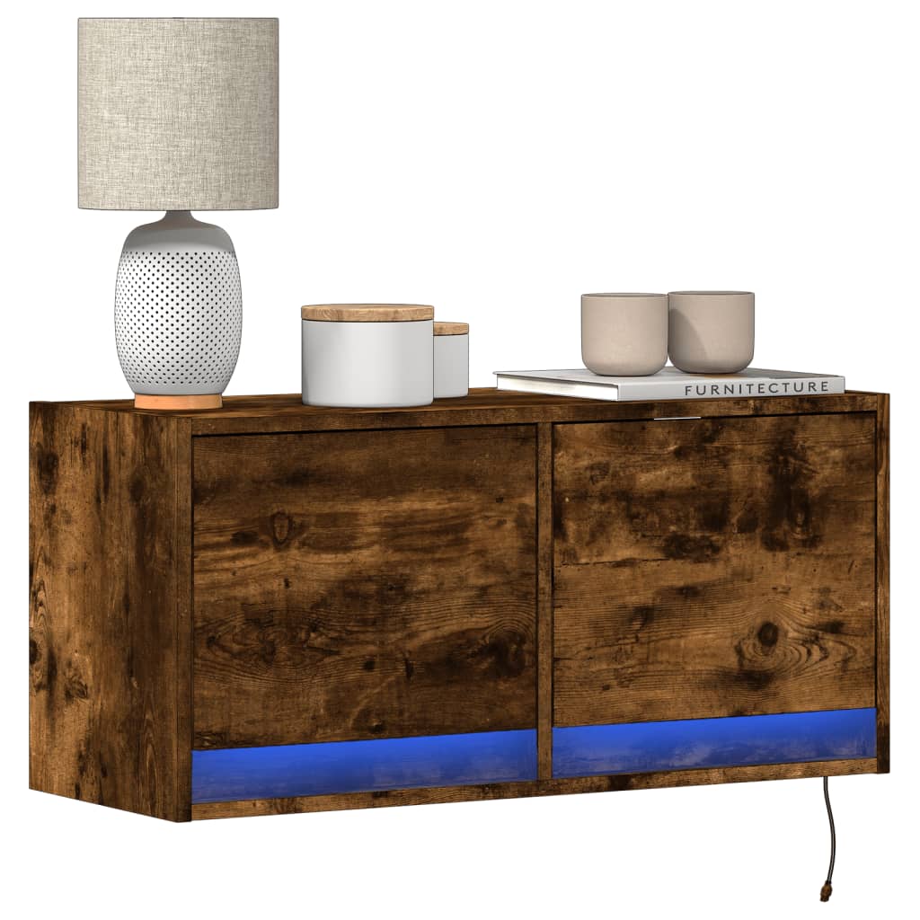 Vidaxl tv-wandmeubel met led-verlichting 80x31x35 cm gerookt eiken