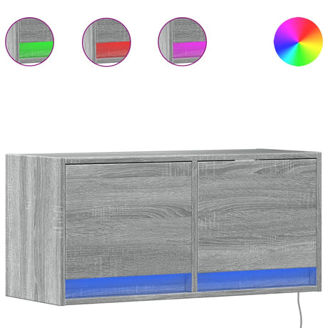 Vidaxl tv-wandmeubel met led 80x31x35 cm grijs sonoma eikenkleurig