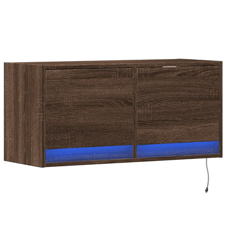 Vidaxl tv-wandmeubel met led-verlichting 80x31x35 cm bruin eikenkleur