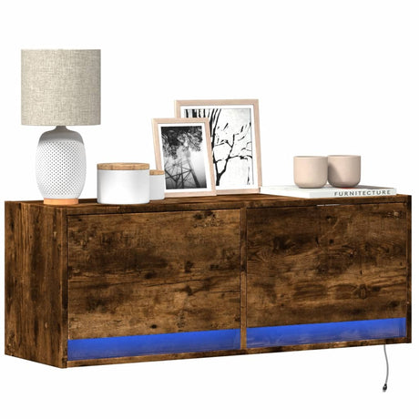 Vidaxl tv-wandmeubel met led-verlichting 100x31x35 cm gerookt eiken