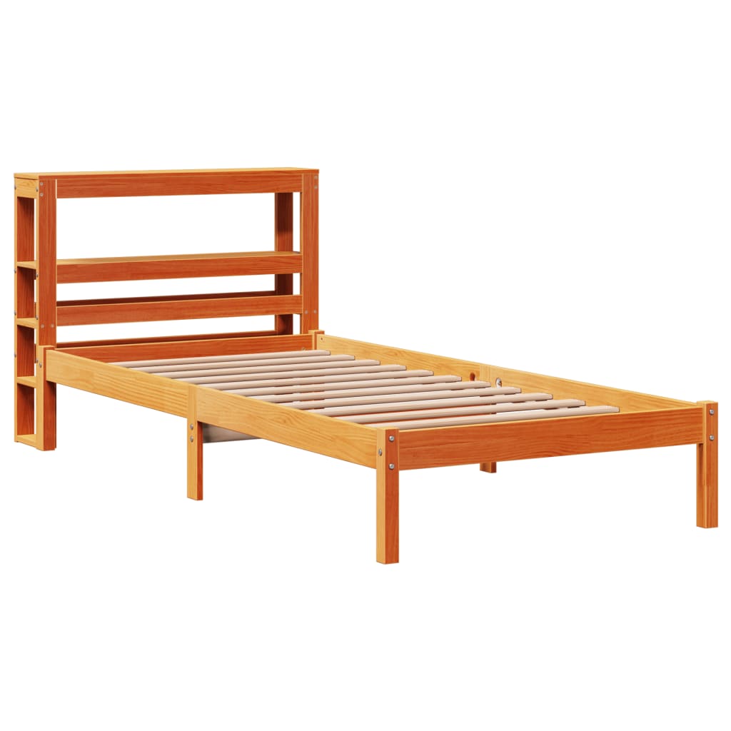 Vidaxl bedframe met hoofdbord massief grenenhout wasbruin 75x190 cm