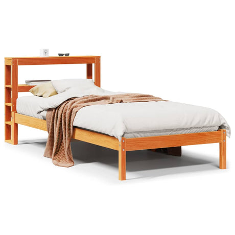 Vidaxl bedframe met hoofdbord massief grenenhout wasbruin 100x200 cm