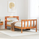 Vidaxl bedframe met hoofdbord massief grenenhout wasbruin 100x200 cm