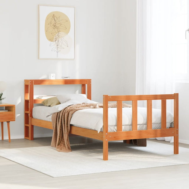 Vidaxl bedframe met hoofdbord massief grenenhout wasbruin 100x200 cm