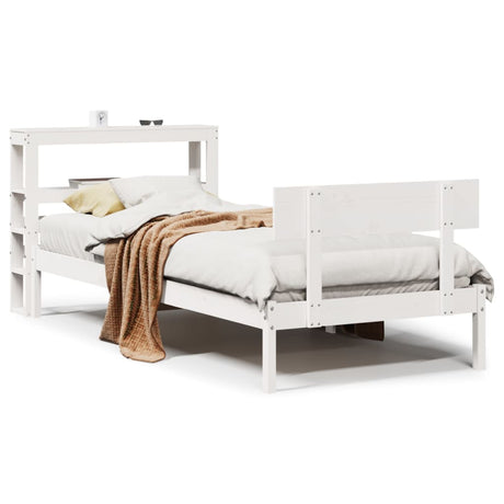 Vidaxl bedframe zonder matras massief grenenhout wit 75x190 cm