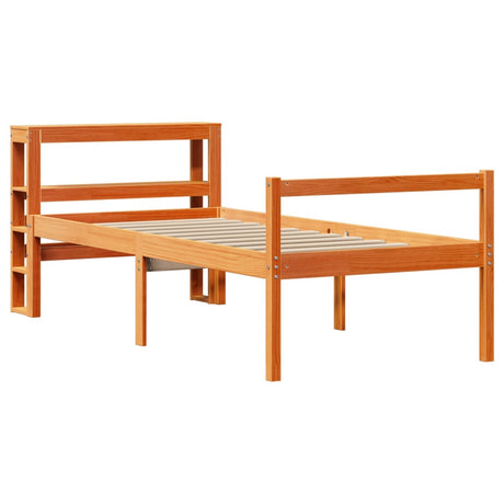 Vidaxl bedframe met hoofdbord massief grenenhout wasbruin 75x190 cm