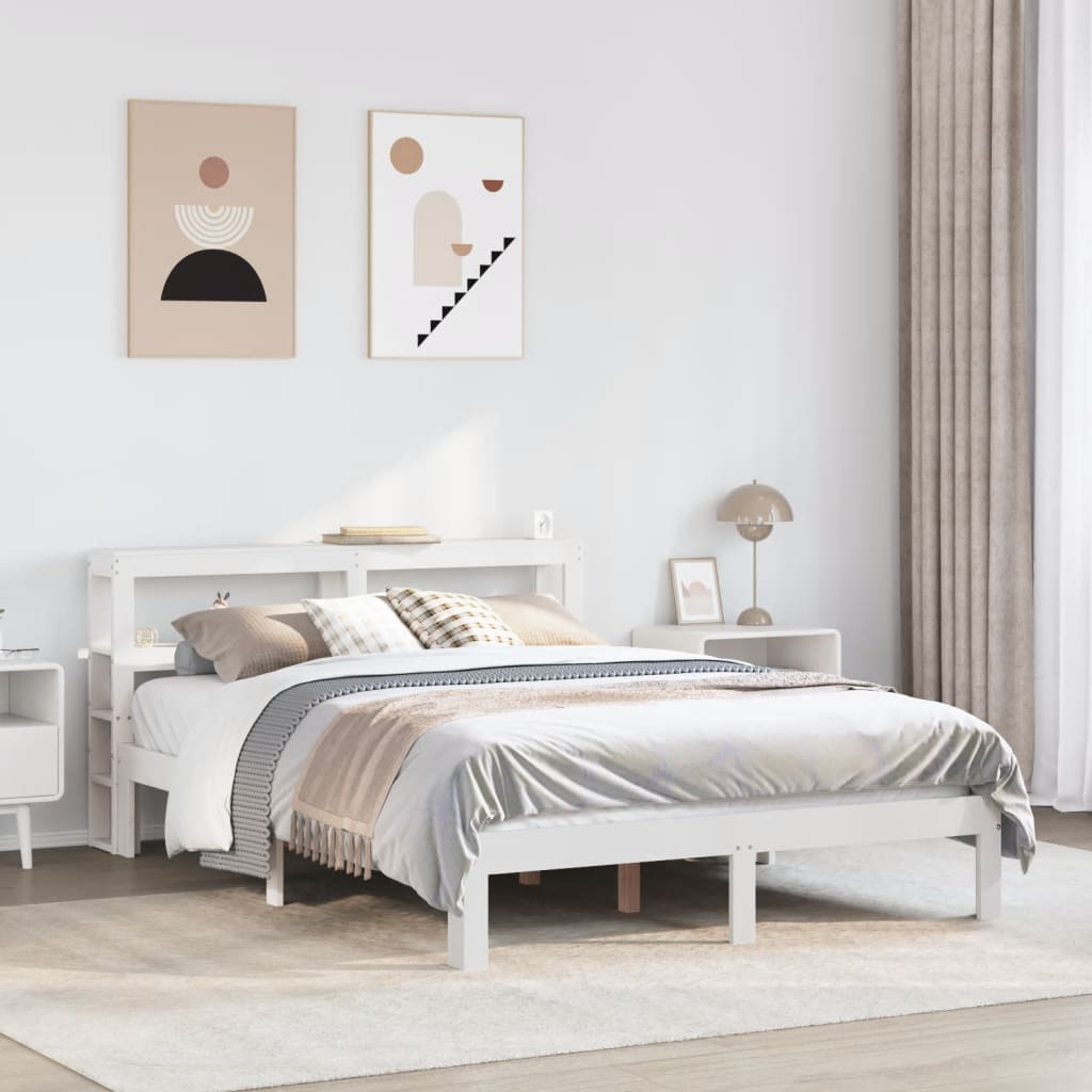 Vidaxl bedframe met hoofdbord massief grenenhout wit 120x190 cm