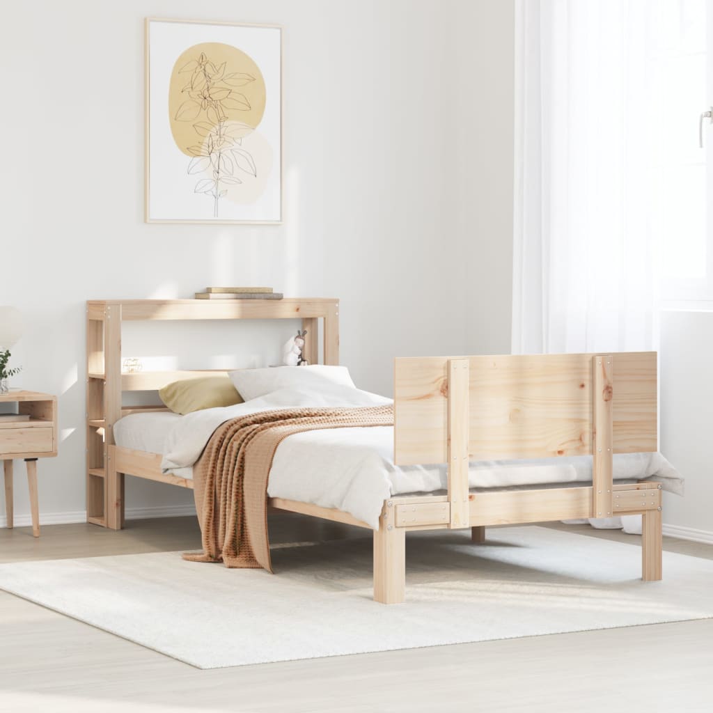 Vidaxl bedframe met hoofdbord massief grenenhout 90x200 cm