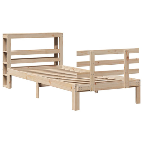 Vidaxl bedframe met hoofdbord massief grenenhout 75x190 cm