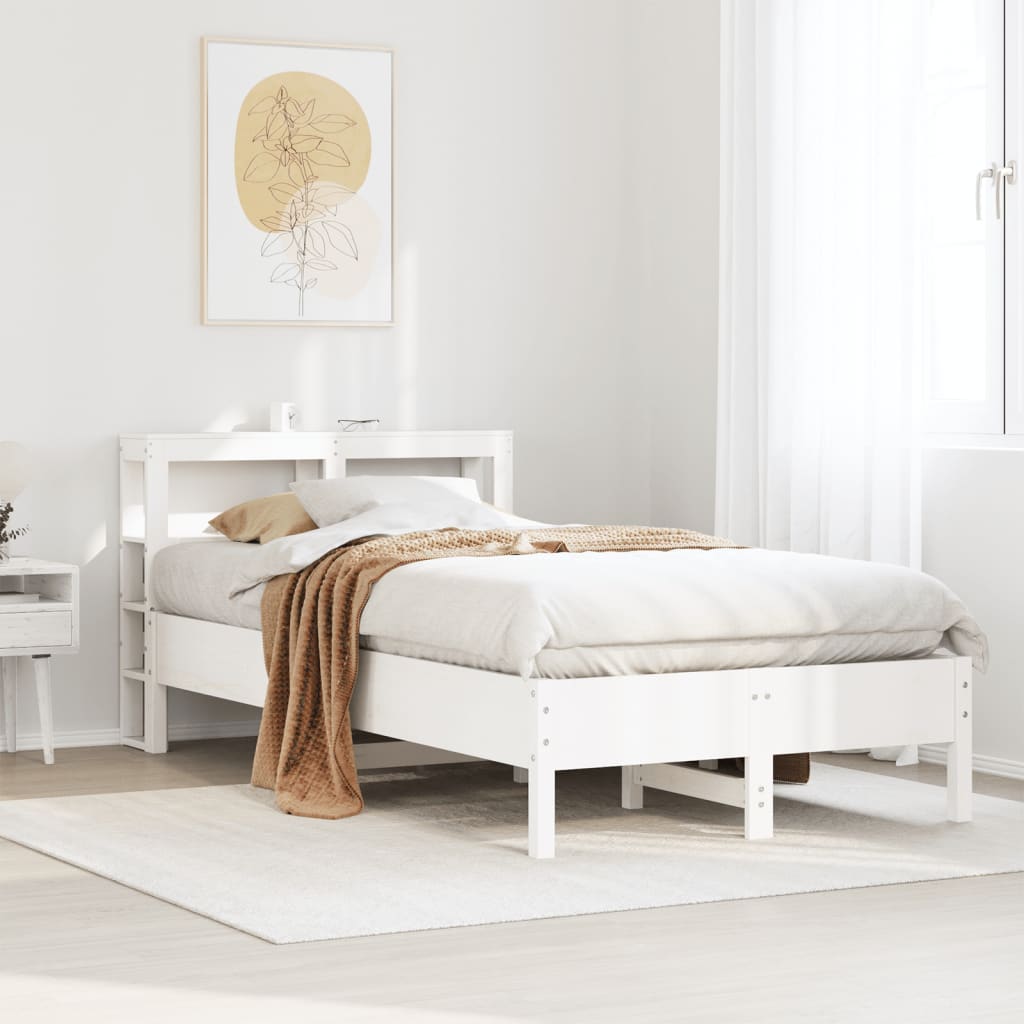 Vidaxl bedframe zonder matras massief grenenhout wit 75x190 cm