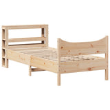 Vidaxl bedframe met hoofdbord massief grenenhout 75x190 cm