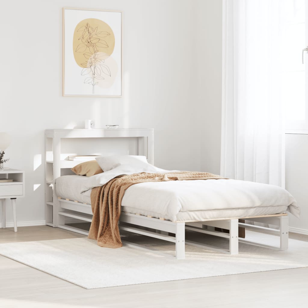 Vidaxl bedframe zonder matras massief grenenhout wit 75x190 cm