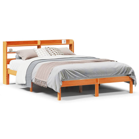 Vidaxl bedframe met hoofdbord massief grenenhout wasbruin 120x200 cm
