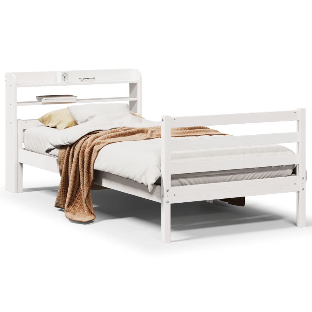 Vidaxl bedframe met hoofdeinde zonder matras 100x200 cm wit