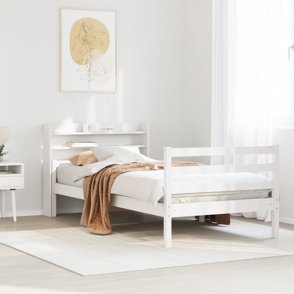 Vidaxl bedframe met hoofdeinde zonder matras 100x200 cm wit
