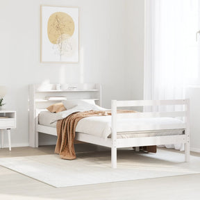 Vidaxl bedframe met hoofdeinde zonder matras 100x200 cm wit