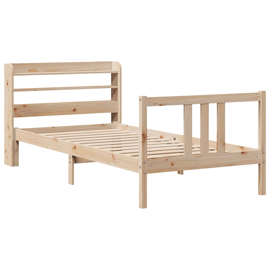 Vidaxl bedframe met hoofdbord massief grenenhout 75x190 cm