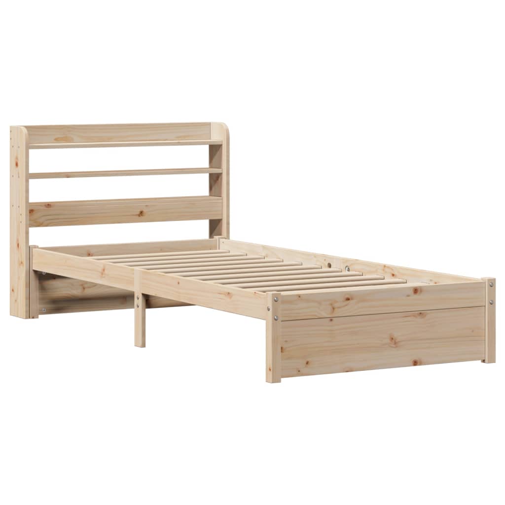 Vidaxl bedframe met hoofdbord massief grenenhout 75x190 cm