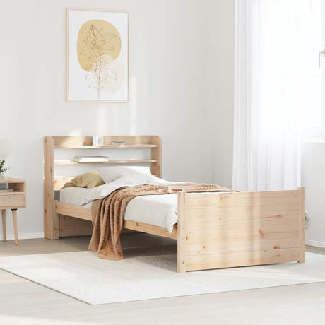 Vidaxl bedframe met hoofdbord massief grenenhout 75x190 cm