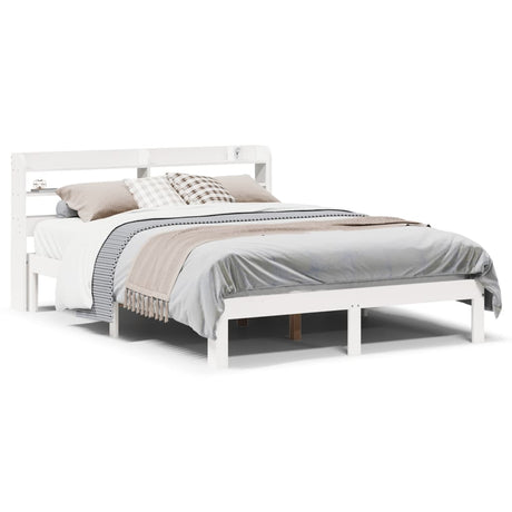 Vidaxl bedframe met hoofdeinde zonder matras 140x190 cm wit