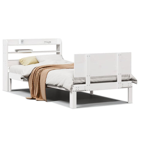Vidaxl bedframe met hoofdeinde zonder matras 90x200 cm wit