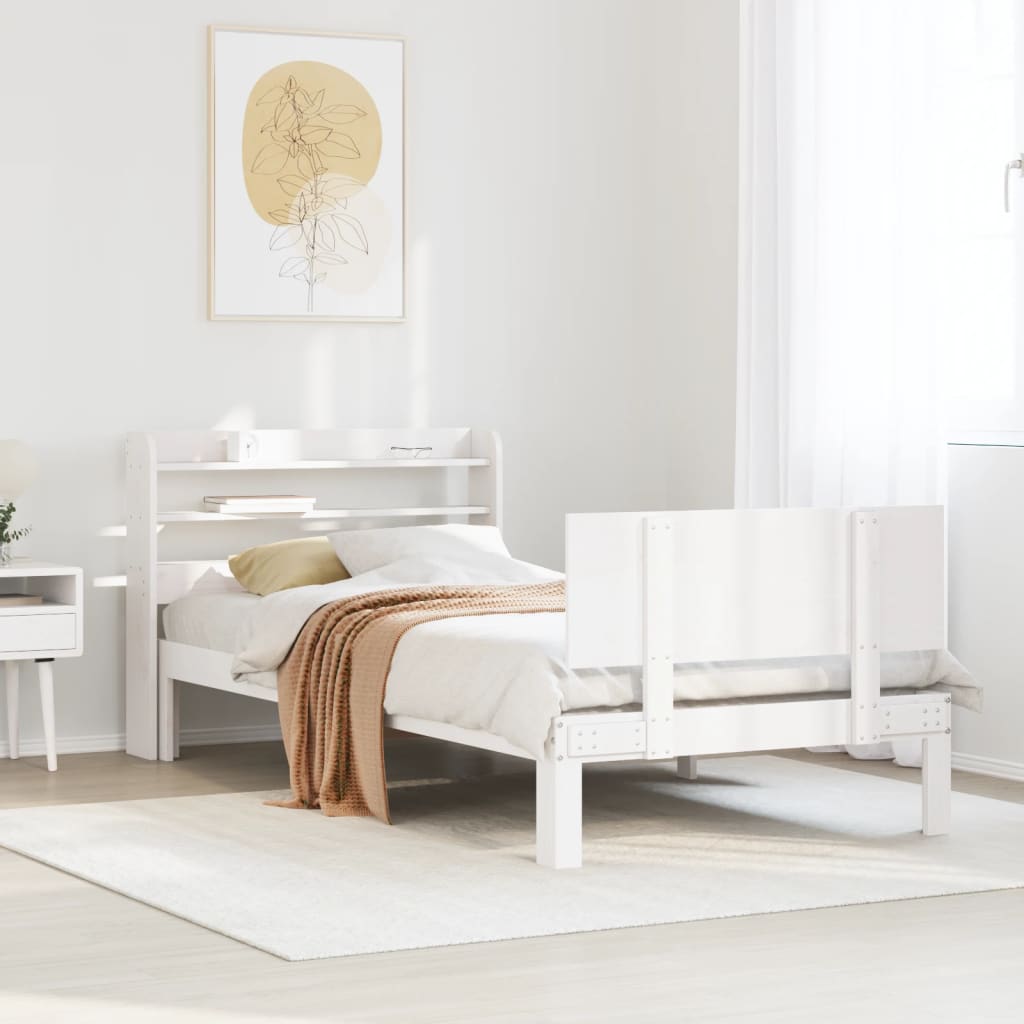 Vidaxl bedframe met hoofdeinde zonder matras 90x200 cm wit