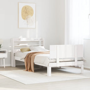 Vidaxl bedframe met hoofdeinde zonder matras 100x200 cm wit