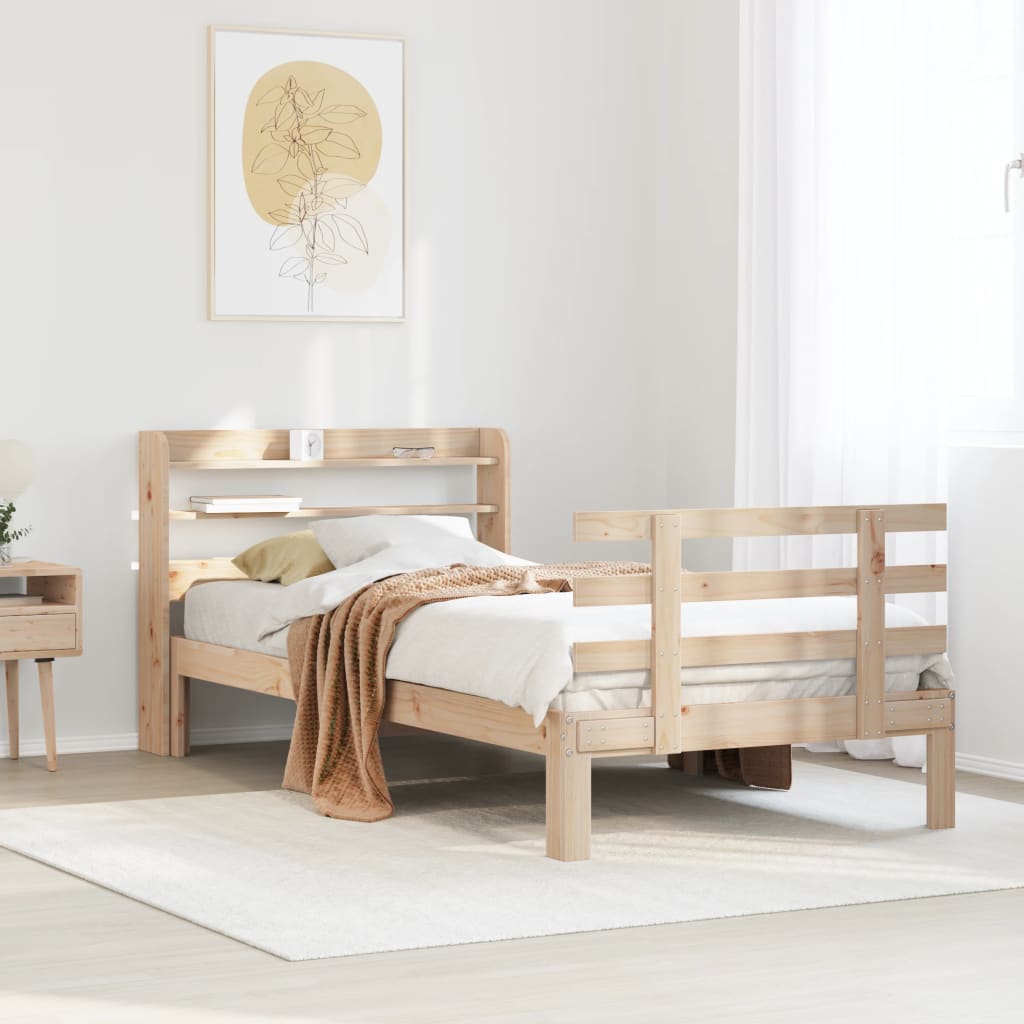 Vidaxl bedframe met hoofdbord massief grenenhout 90x190 cm