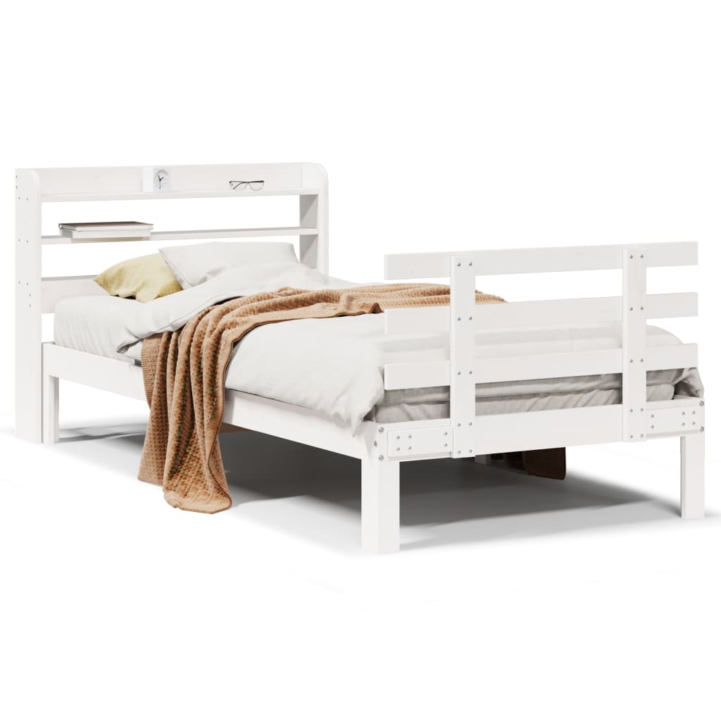 Vidaxl bedframe met hoofdeinde zonder matras 90x190 cm wit