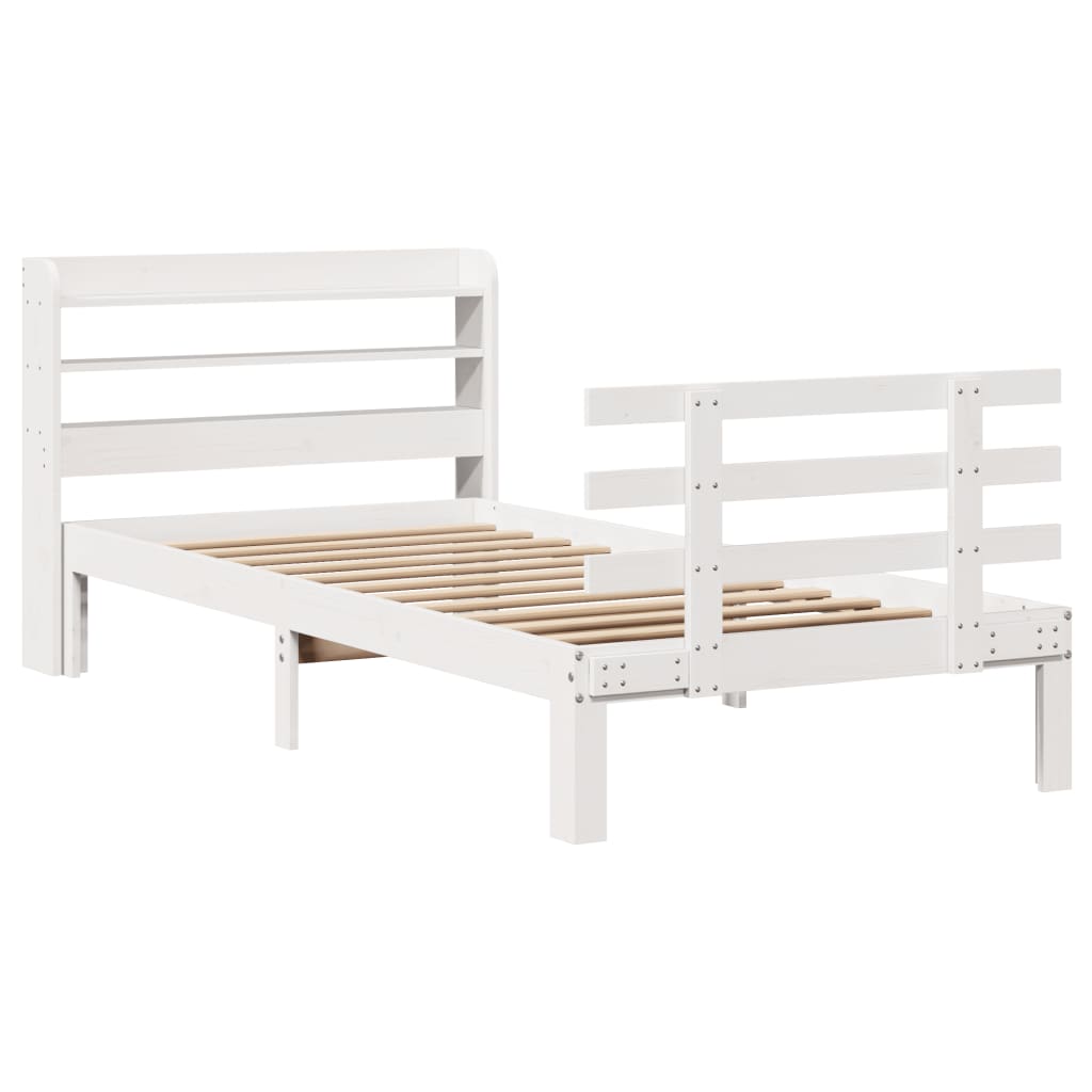Vidaxl bedframe met hoofdeinde zonder matras 100x200 cm wit