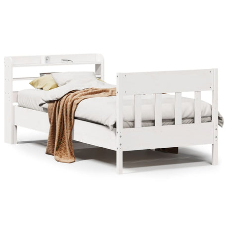 Vidaxl bedframe zonder matras massief grenenhout wit 75x190 cm