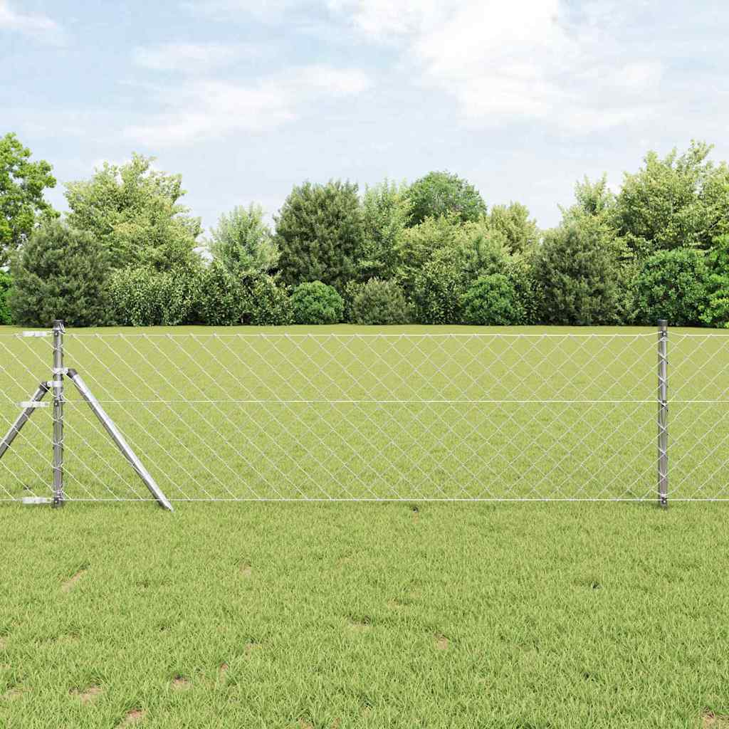 Vidaxl afrasteringspaal zilver 25 x 0,4 m (60 x 60 mm gaas) staal